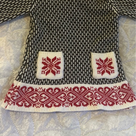 Cynthia Rowley Baby Girl Holiday Sweater Dress, Size 6-9 months,Red/Black/Cream - Picture 7 of 10